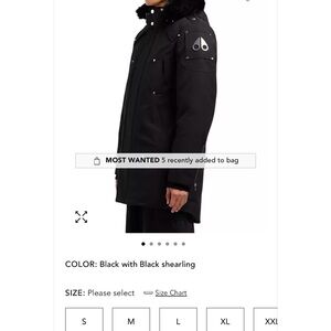 Men's Black Parka with Shearling Trim